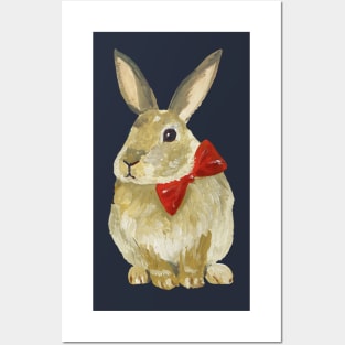 Bunny with Red Bowtie Posters and Art